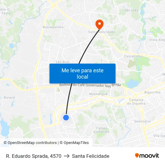 R. Eduardo Sprada, 4570 to Santa Felicidade map
