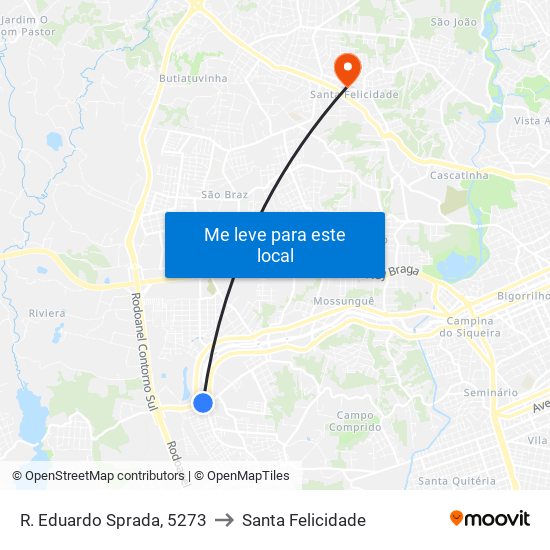 R. Eduardo Sprada, 5273 to Santa Felicidade map