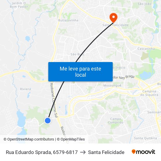 Rua Eduardo Sprada, 6579-6817 to Santa Felicidade map