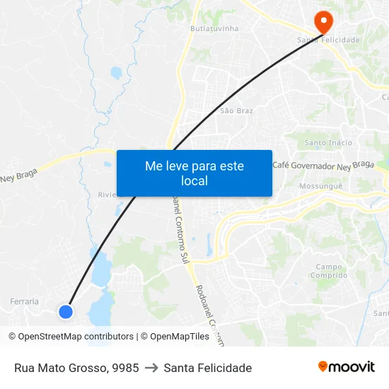 Rua Mato Grosso, 9985 to Santa Felicidade map