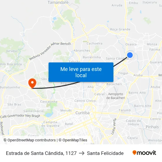 Estrada de Santa Cândida, 1127 to Santa Felicidade map