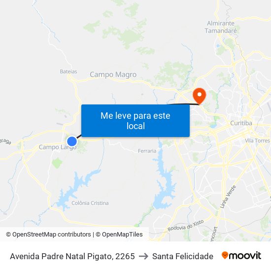 Avenida Padre Natal Pigato, 2265 to Santa Felicidade map