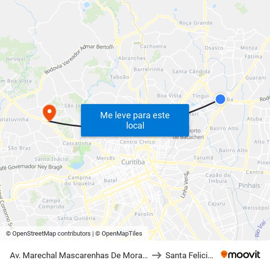 Av. Marechal Mascarenhas De Moraes, 2100 to Santa Felicidade map