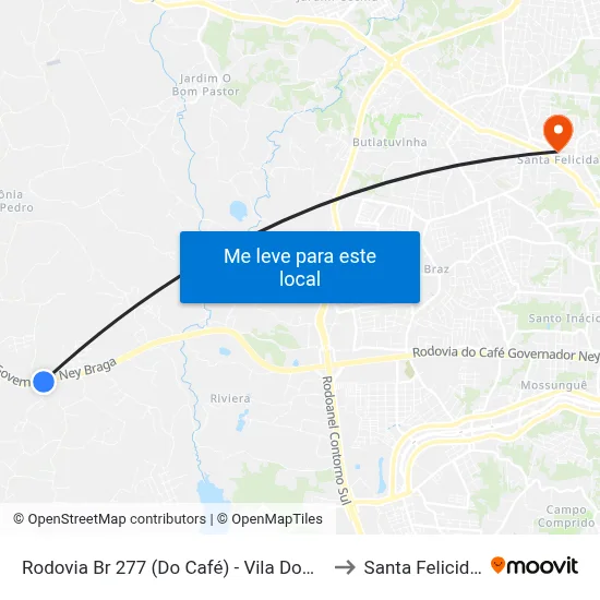 Rodovia Br 277 (Do Café) - Vila Dom Pedro to Santa Felicidade map