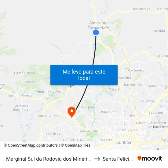 Marginal Sul da Rodovia dos Minérios, 5500 to Santa Felicidade map