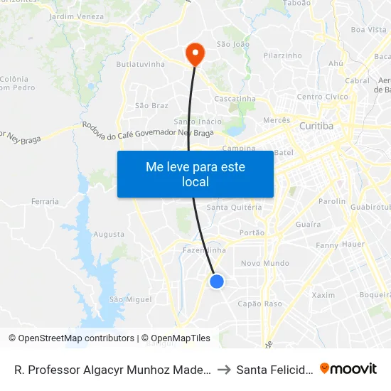 R. Professor Algacyr Munhoz Mader, 2411 to Santa Felicidade map