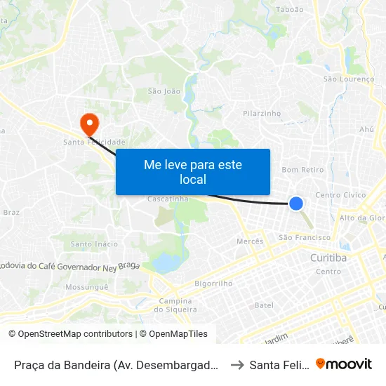 Praça da Bandeira (Av. Desembargador Hugo Simas, 259) to Santa Felicidade map