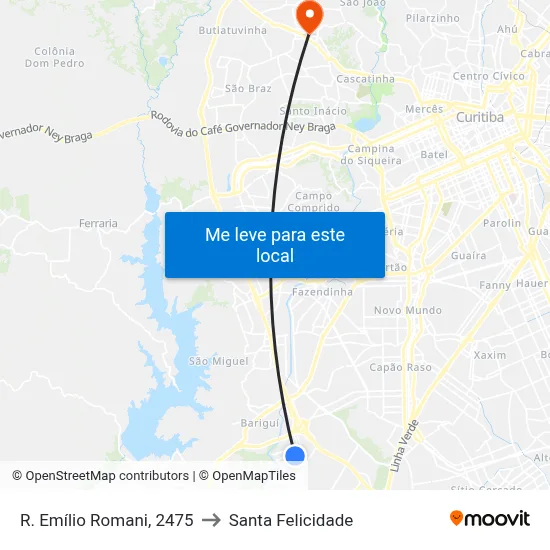 R. Emílio Romani, 2475 to Santa Felicidade map
