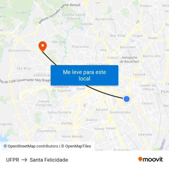 UFPR to Santa Felicidade map