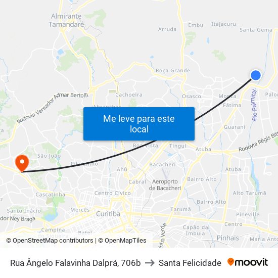 Rua Ângelo Falavinha Dalprá, 706b to Santa Felicidade map