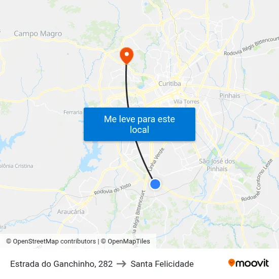Estrada do Ganchinho, 282 to Santa Felicidade map