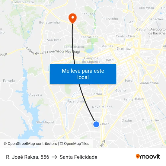 R. José Raksa, 556 to Santa Felicidade map