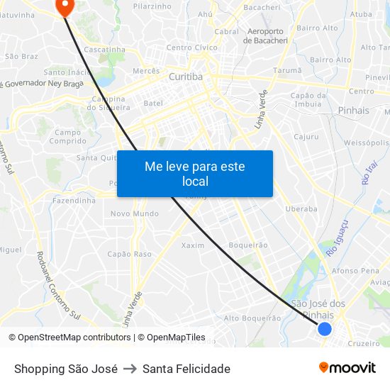 Shopping São José to Santa Felicidade map