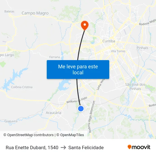 Rua Enette Dubard, 1540 to Santa Felicidade map