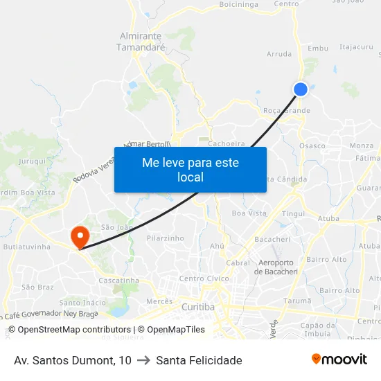 Av. Santos Dumont, 10 to Santa Felicidade map