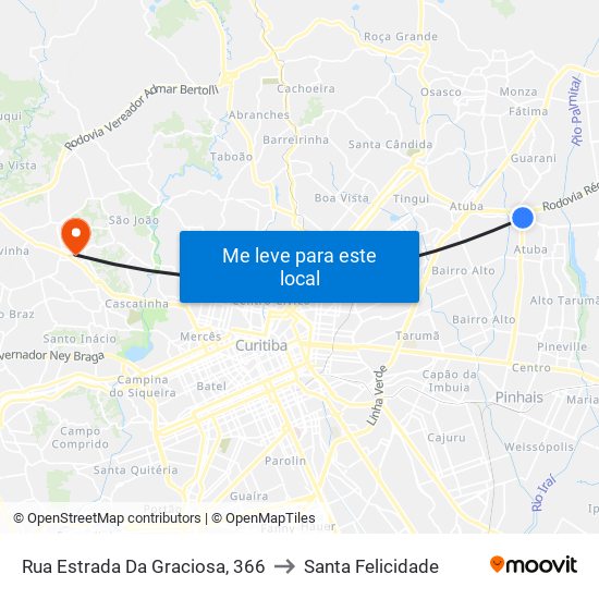 Rua Estrada Da Graciosa, 366 to Santa Felicidade map