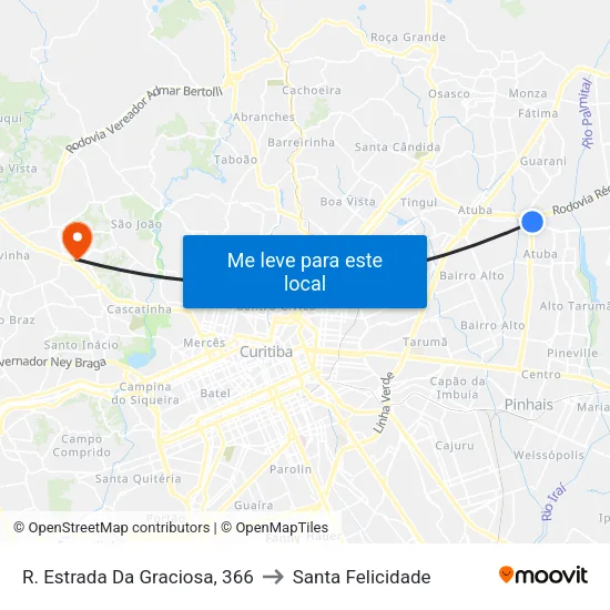 R. Estrada Da Graciosa, 366 to Santa Felicidade map