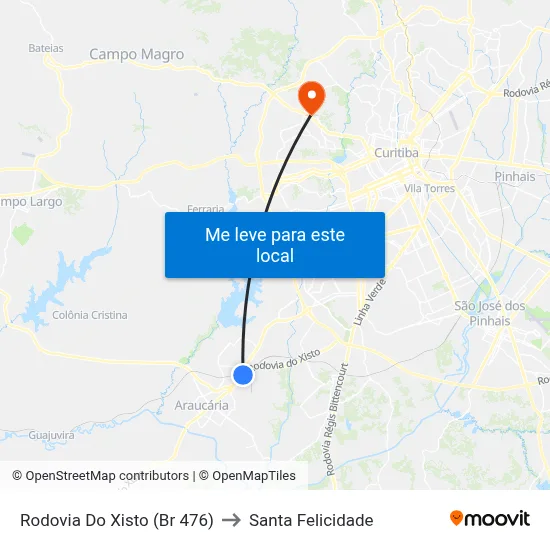 Rodovia Do Xisto (Br 476) to Santa Felicidade map