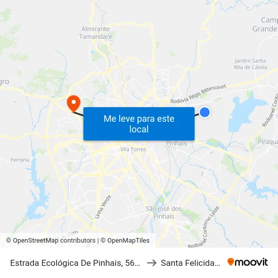 Estrada Ecológica De Pinhais, 5668 to Santa Felicidade map