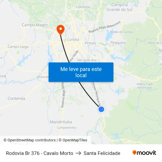 Rodovia Br 376 - Cavalo Morto to Santa Felicidade map