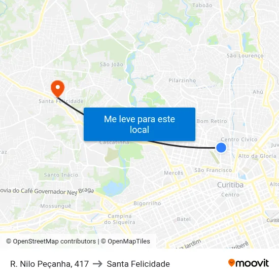 R. Nilo Peçanha, 417 to Santa Felicidade map