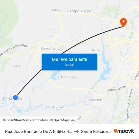 Rua José Bonifácio De A E Silva 414 to Santa Felicidade map