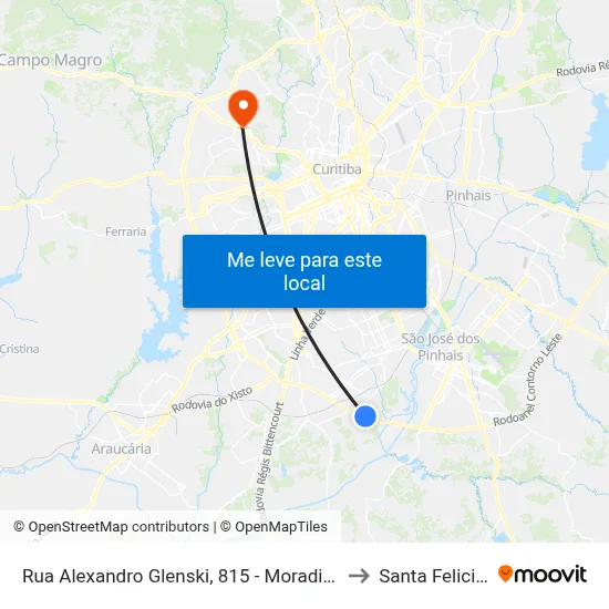 R. Alexandro Glenski, 815 - Moradias Iguaçu 1 to Santa Felicidade map