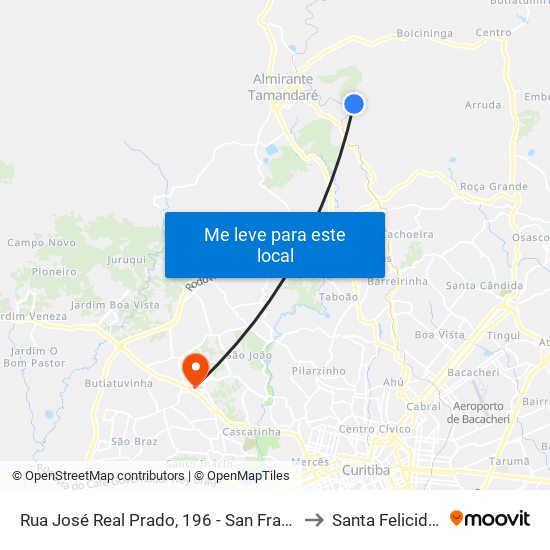 Rua José Real Prado, 196 - San Francisco to Santa Felicidade map