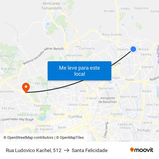 Rua Ludovíco Kachel, 512 to Santa Felicidade map