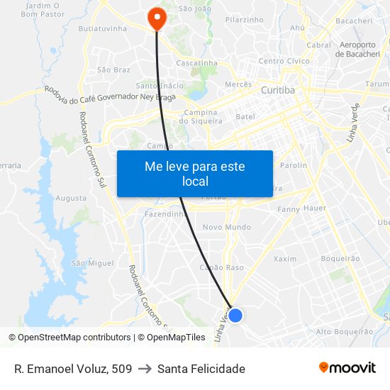 R. Emanoel Voluz, 509 to Santa Felicidade map