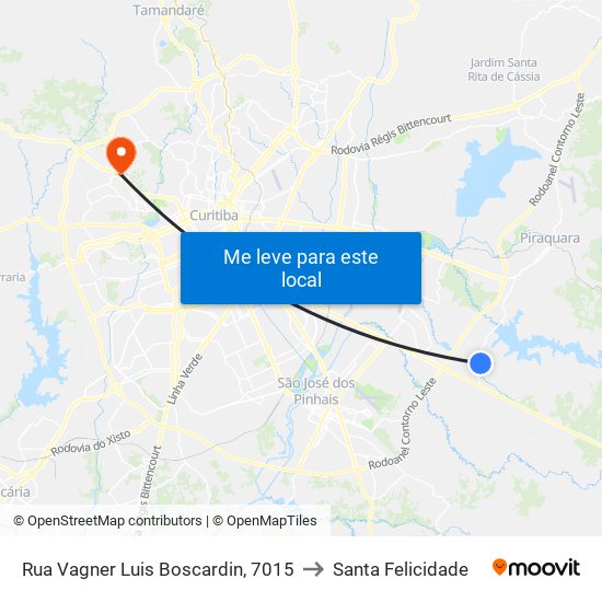 Rua Vagner Luis Boscardin, 7015 to Santa Felicidade map