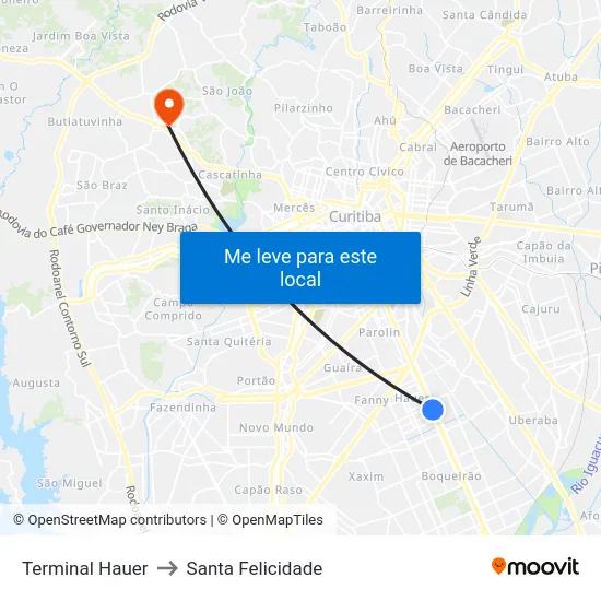 Terminal Hauer to Santa Felicidade map