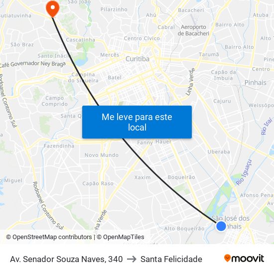 Av. Senador Souza Naves, 340 to Santa Felicidade map