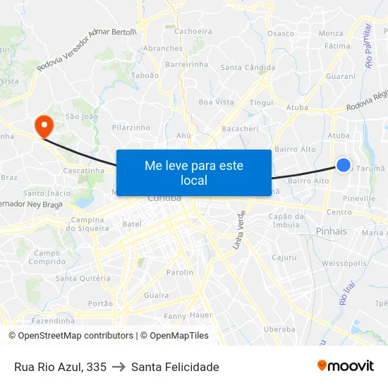 Rua Rio Azul, 335 to Santa Felicidade map