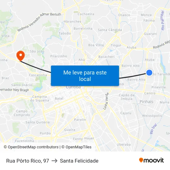Rua Pôrto Rico, 97 to Santa Felicidade map