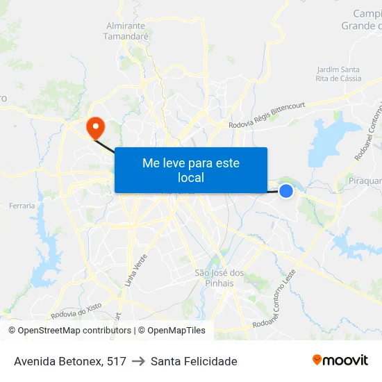 Avenida Betonex, 517 to Santa Felicidade map