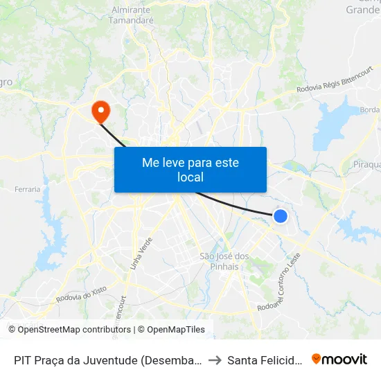 PIT Praça da Juventude (Desembarque) to Santa Felicidade map