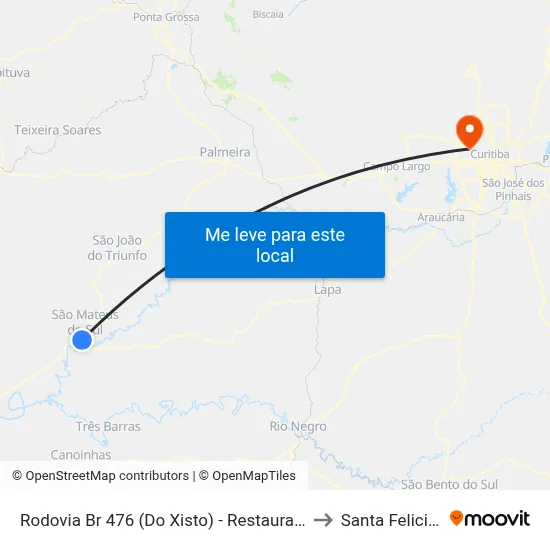 Rodovia Br 476 (Do Xisto) - Restaurante Vitória to Santa Felicidade map