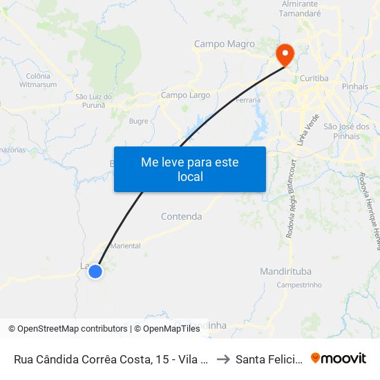 Rua Cândida Corrêa Costa, 15 - Vila Esperança to Santa Felicidade map