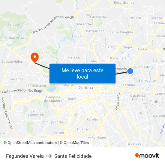 Fagundes Varela to Santa Felicidade map