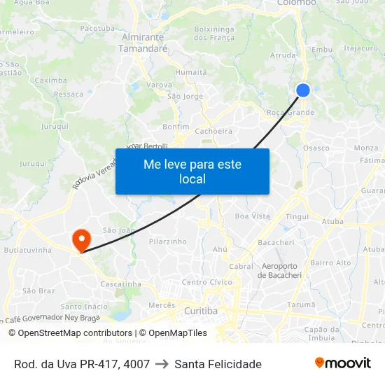 Rod. da Uva PR-417, 4007 to Santa Felicidade map