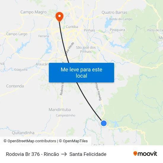 Rodovia Br 376 - Rincão to Santa Felicidade map