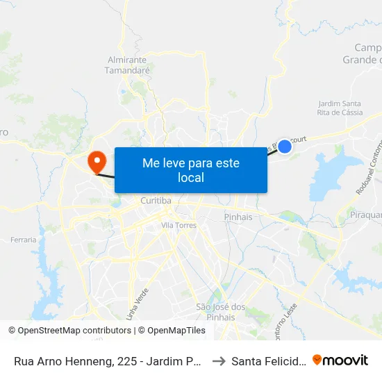 R. Arno Henneng, 225 to Santa Felicidade map