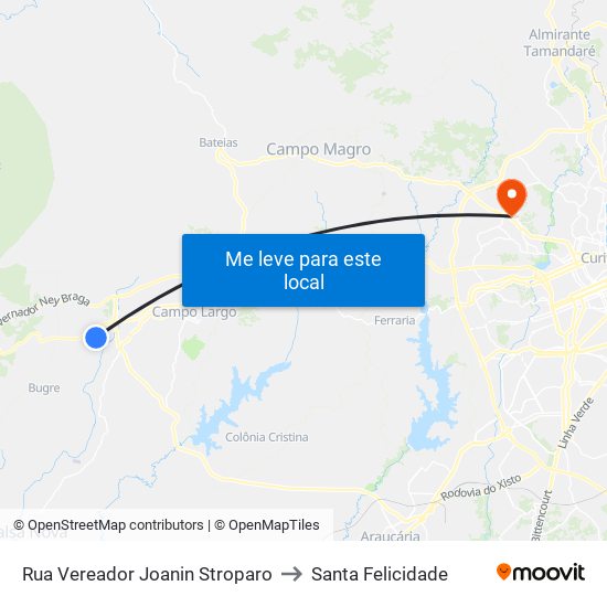 Rua Vereador Joanin Stroparo to Santa Felicidade map