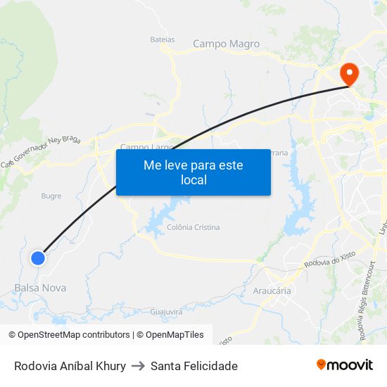 Rodovia Aníbal Khury to Santa Felicidade map