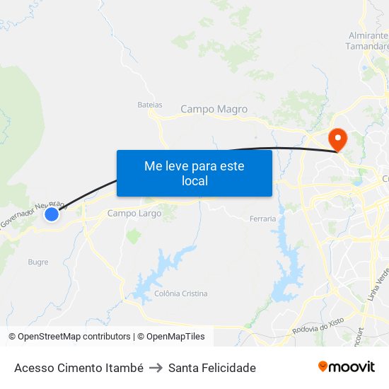 Acesso Cimento Itambé to Santa Felicidade map