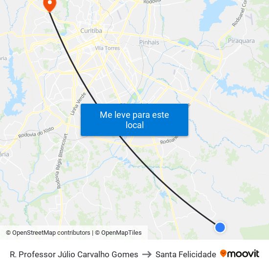 R. Professor Júlio Carvalho Gomes to Santa Felicidade map