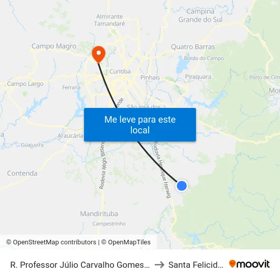 R. Professor Júlio Carvalho Gomes, 5100 to Santa Felicidade map