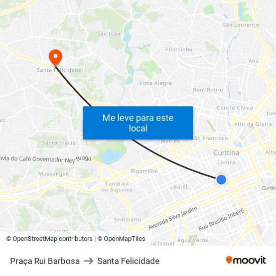 Praça Rui Barbosa to Santa Felicidade map