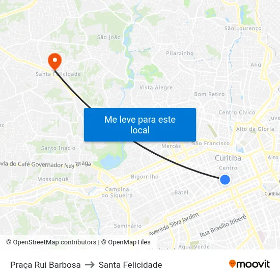 Praça Rui Barbosa to Santa Felicidade map